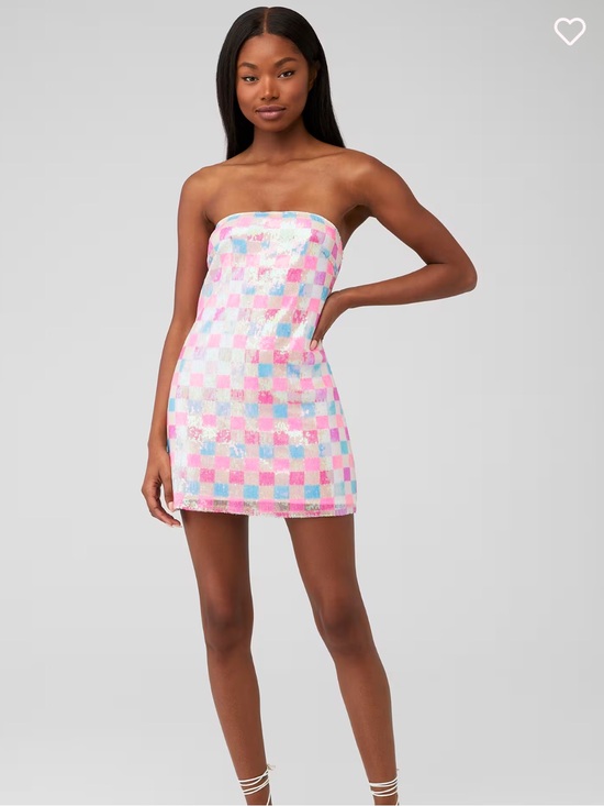Show Me Your MuMu Dresses & Skirts - Show Me Your MuMu On My Way Checkered Sequin Pastel Strapless Mini Dress
